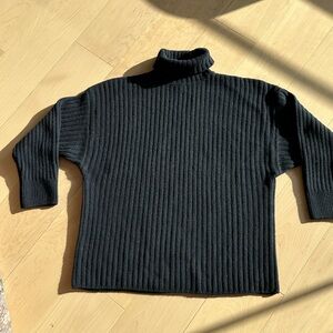 Mara Hoffman Navy Turtleneck Ribbed Sweater